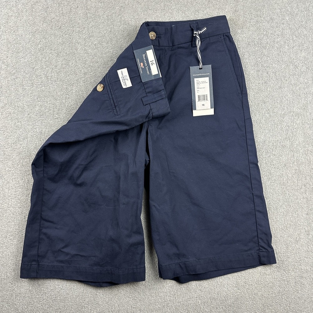 Vineyard Vines Shorts Boys 16 Navy Breaker Summer Twill Adjustable Waist New